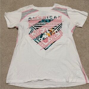American Fighter White and Pink Graphic Tee